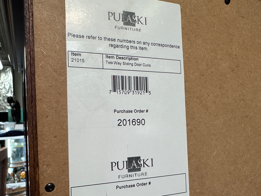 Pulaski Two Way Sliding Door Curio Cabinet 21015 with Rope-Twist Embossing and Beveled Glass 42W x 16D x 80H [Photo 12]