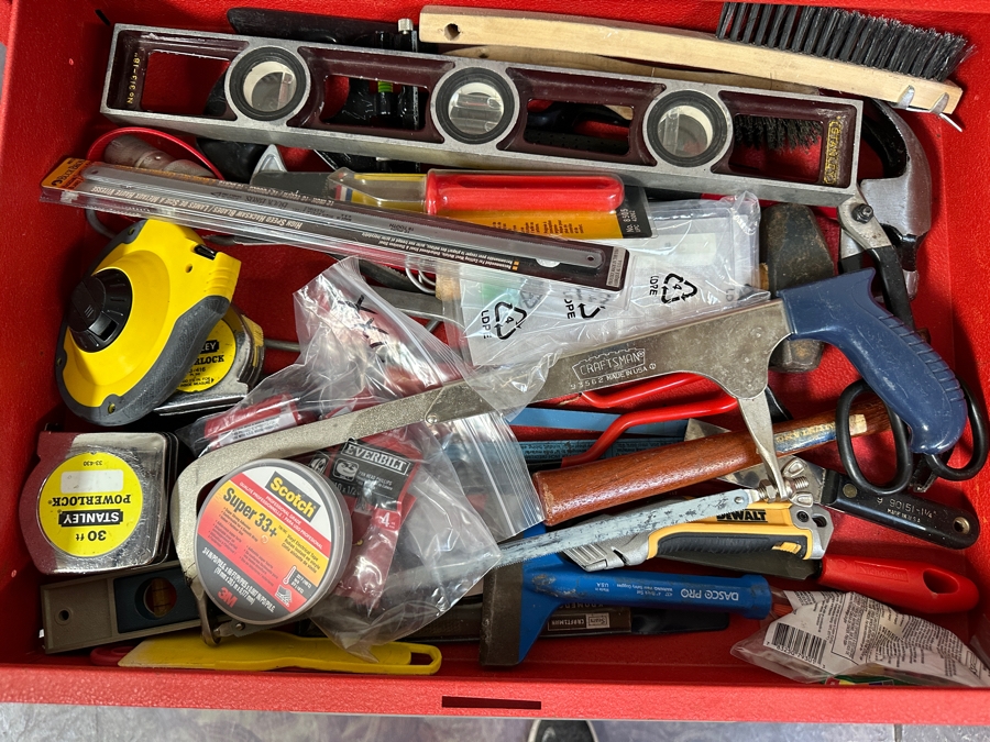 Kennedy Rolling Cabinet Toolbox With Mechanics Chest Filled With Tools 29W X 19D X 49.5H - See Photos [Photo 21]