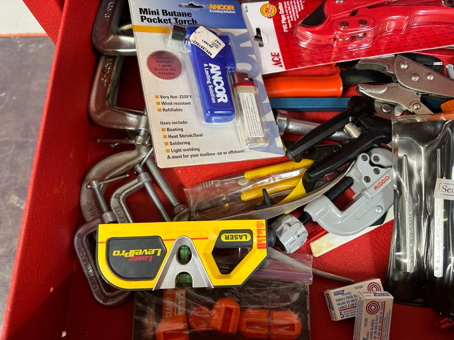 Kennedy Rolling Cabinet Toolbox With Mechanics Chest Filled With Tools 29W X 19D X 49.5H - See Photos [Photo 23]