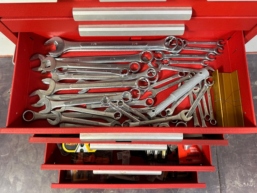 Kennedy Rolling Cabinet Toolbox With Mechanics Chest Filled With Tools 29W X 19D X 49.5H - See Photos [Photo 19]