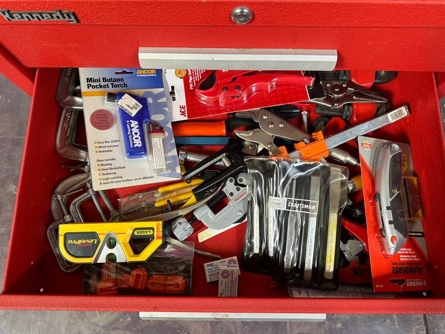 Kennedy Rolling Cabinet Toolbox With Mechanics Chest Filled With Tools 29W X 19D X 49.5H - See Photos [Photo 22]