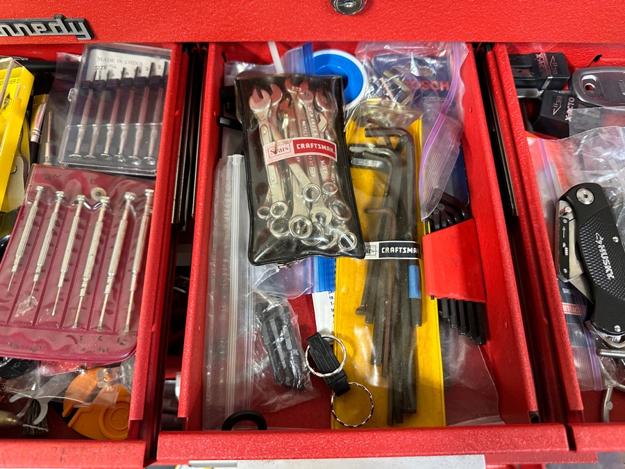 Kennedy Rolling Cabinet Toolbox With Mechanics Chest Filled With Tools 29W X 19D X 49.5H - See Photos [Photo 14]