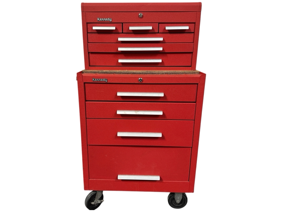 Kennedy Rolling Cabinet Toolbox With Mechanics Chest Filled With Tools 29W X 19D X 49.5H - See Photos [Photo 4]