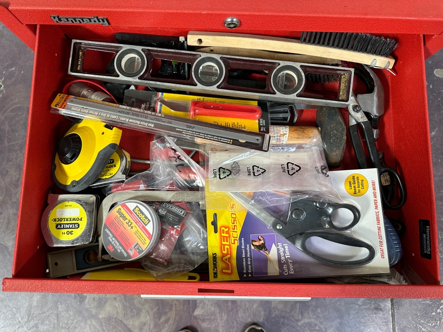 Kennedy Rolling Cabinet Toolbox With Mechanics Chest Filled With Tools 29W X 19D X 49.5H - See Photos [Photo 20]