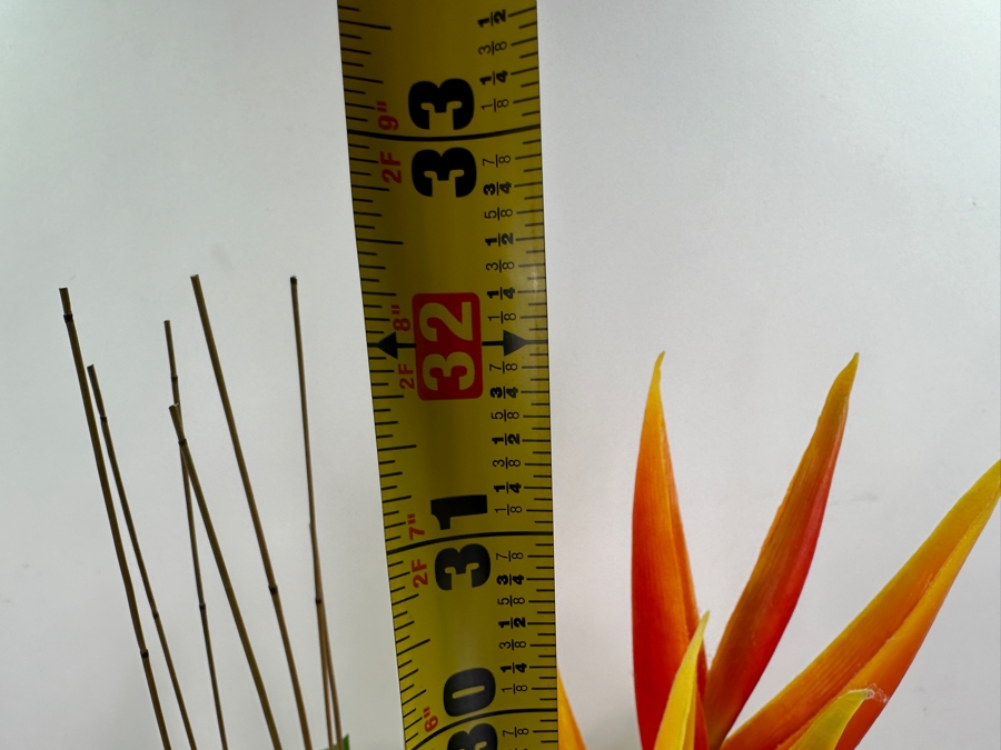 Modern Tropical Silk Flower Arrangement in Glass Vase with Clear Glass Pebbles 32'H [Photo 6]