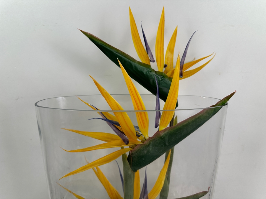 Large Tropical Silk Floral Arrangement in Glass Vase 28'H [Photo 3]