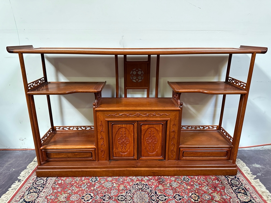Vintage Chinese Etagere Bookcase Curio Display Cabinet With 2 Drawers 67.5W X 13.5D X 40H [Photo 3]