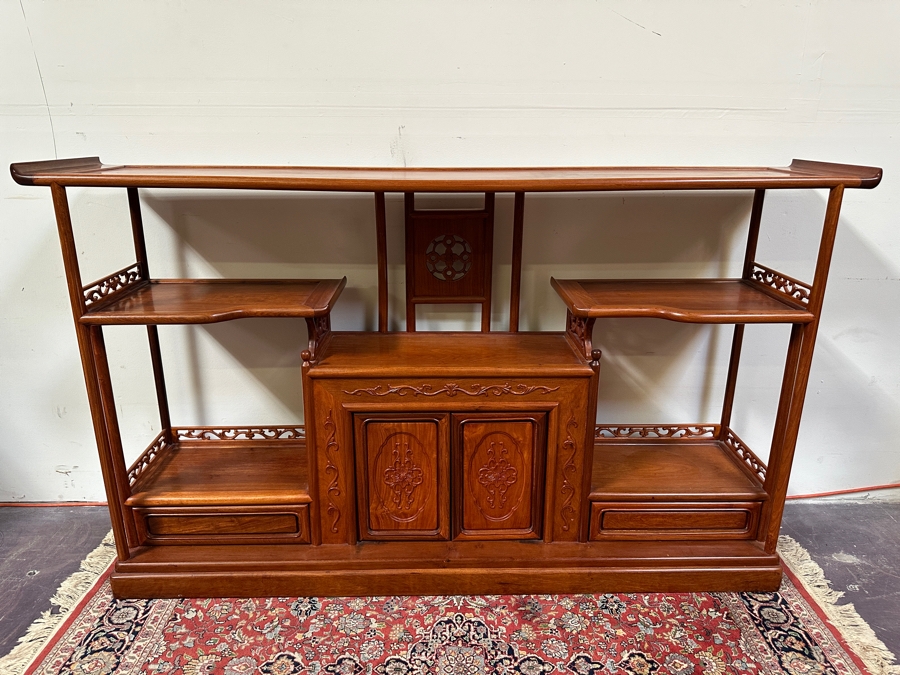 Vintage Chinese Etagere Bookcase Curio Display Cabinet With 2 Drawers 67.5W X 13.5D X 40H [Photo 2]