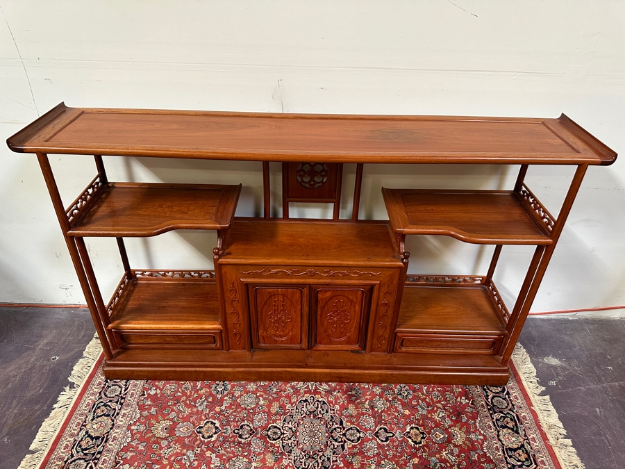 Vintage Chinese Etagere Bookcase Curio Display Cabinet With 2 Drawers 67.5W X 13.5D X 40H [Photo 7]