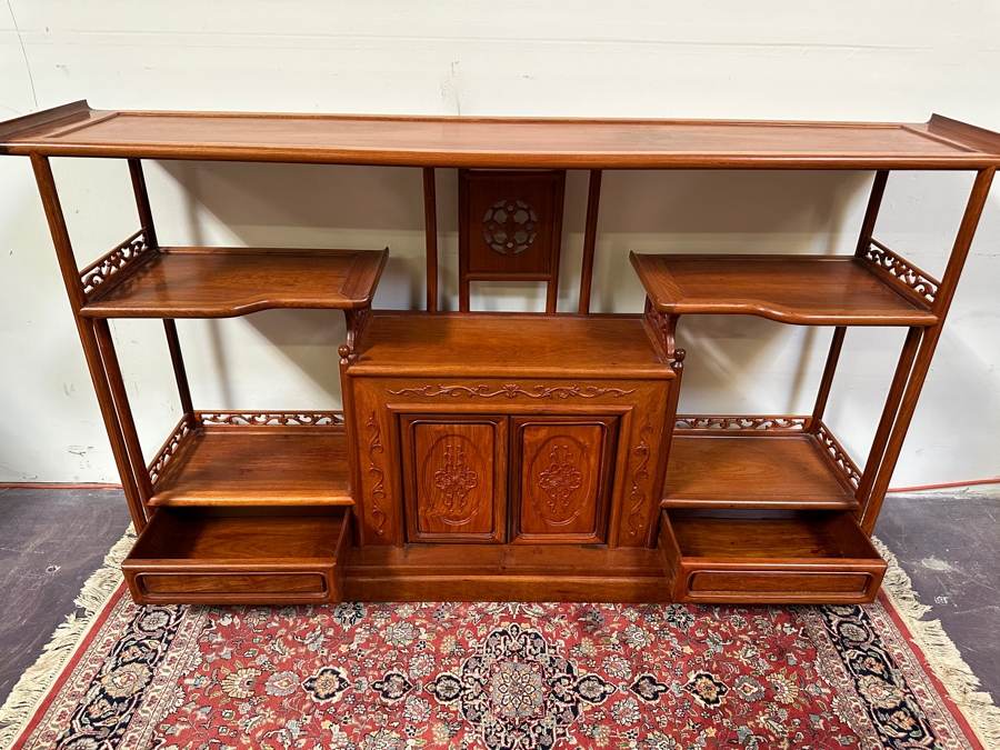 Vintage Chinese Etagere Bookcase Curio Display Cabinet With 2 Drawers 67.5W X 13.5D X 40H [Photo 9]
