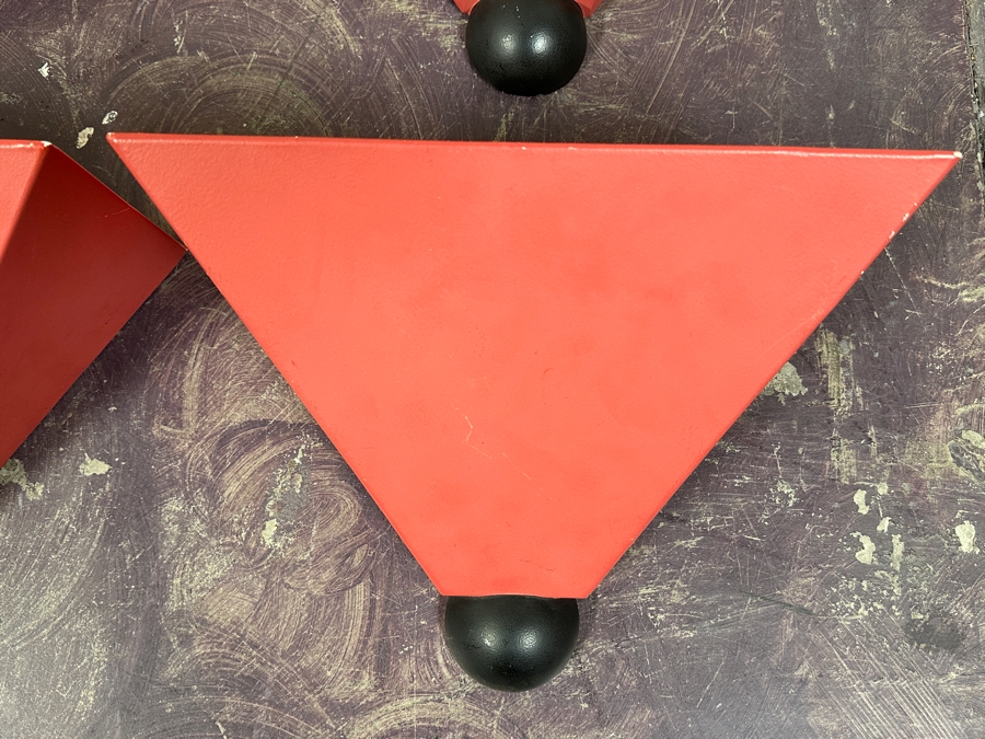 Set Of Four Vintage Ron Rezek Geometric Arno Metal Wall Sconces 14W X 6.5D X 9.5H [Photo 2]