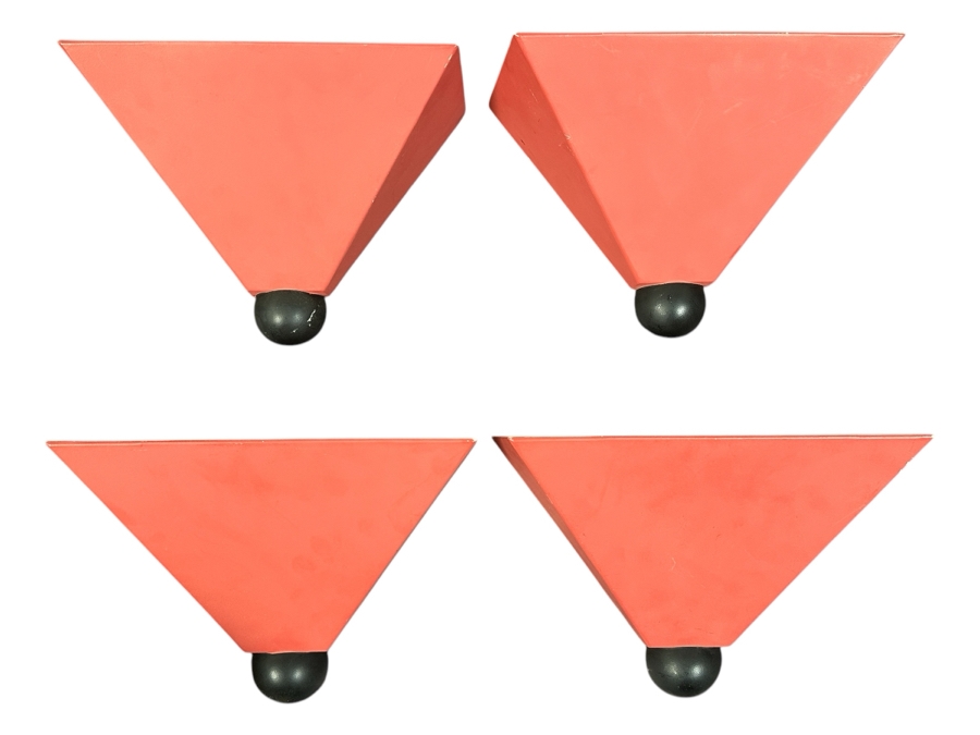 Set Of Four Vintage Ron Rezek Geometric Arno Metal Wall Sconces 14W X 6.5D X 9.5H [Photo 1]