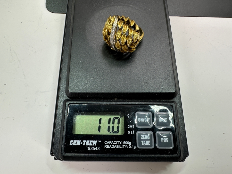 18k Gold Diamond Ring Set With (7) Single Cut Diamonds (Est. .7-.10cttw) Size 5.5 11g Retails $3,000 [Photo 13]