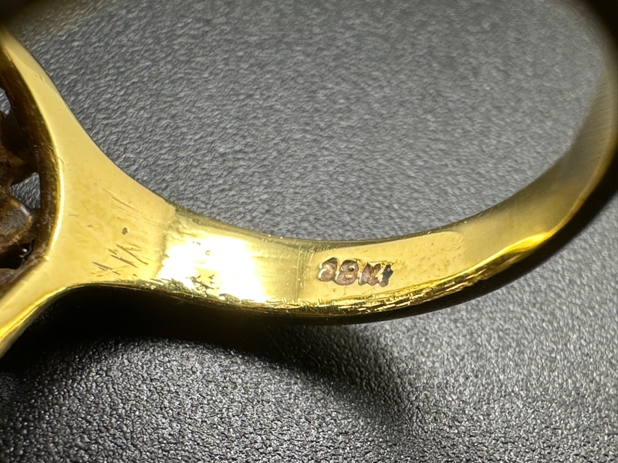 18k Gold Diamond Ring Set With (7) Single Cut Diamonds (Est. .7-.10cttw) Size 5.5 11g Retails $3,000 [Photo 9]