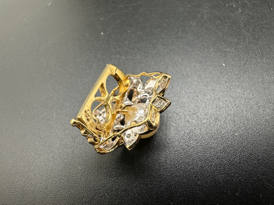 14k Gold Pearl Enhancer Pendant With An Est. .25cttw Round Diamonds And 7mm Round Pearl 4.1g Retails $1,200 [Photo 8]