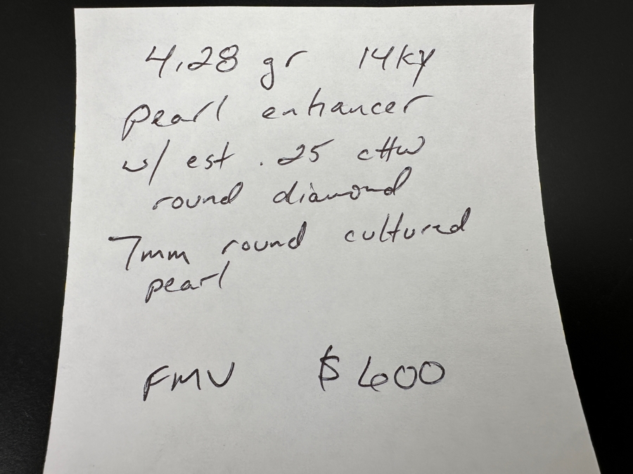 14k Gold Pearl Enhancer Pendant With An Est. .25cttw Round Diamonds And 7mm Round Pearl 4.1g Retails $1,200 [Photo 10]