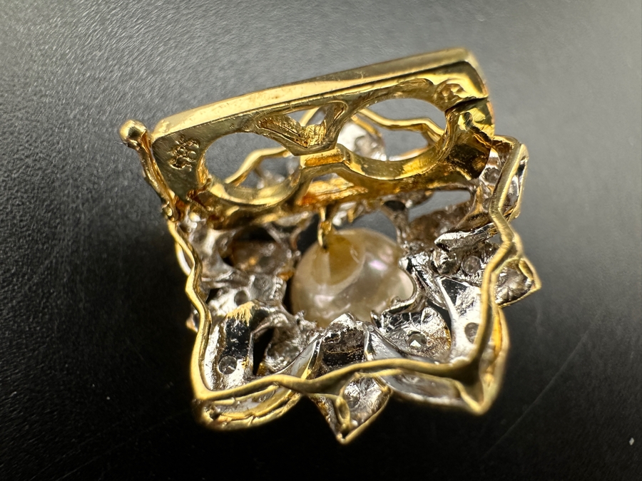 14k Gold Pearl Enhancer Pendant With An Est. .25cttw Round Diamonds And 7mm Round Pearl 4.1g Retails $1,200 [Photo 5]