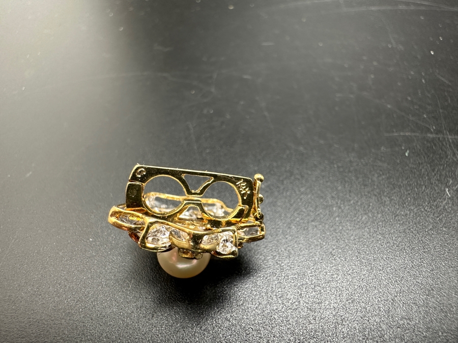 14k Gold Pearl Enhancer Pendant With An Est. .25cttw Round Diamonds And 7mm Round Pearl 4.1g Retails $1,200 [Photo 7]