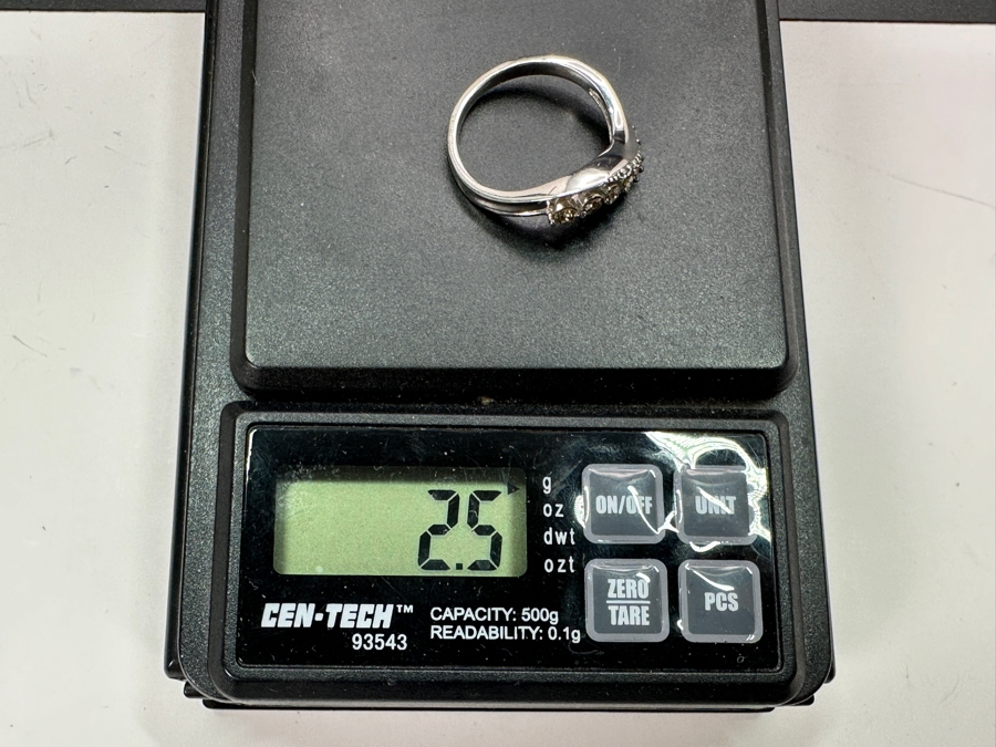 Sterling Silver Ring With White & Cognac Diamonds (Est. .20cttw) Size 7 2.5g Retails $400 [Photo 9]