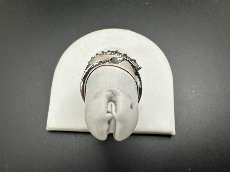Sterling Silver Ring With White & Cognac Diamonds (Est. .20cttw) Size 7 2.5g Retails $400 [Photo 6]