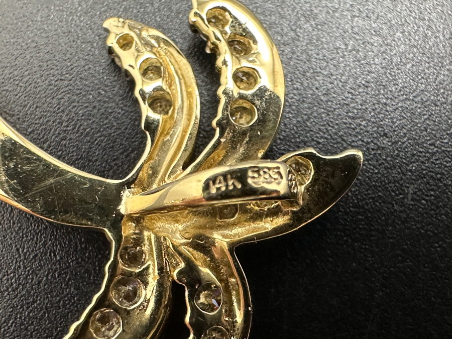 14k Gold Palm Tree Pendant Set With (17) .01-.02ct Round Diamonds Est. .25cttw 2.7g Retails $900 [Photo 5]