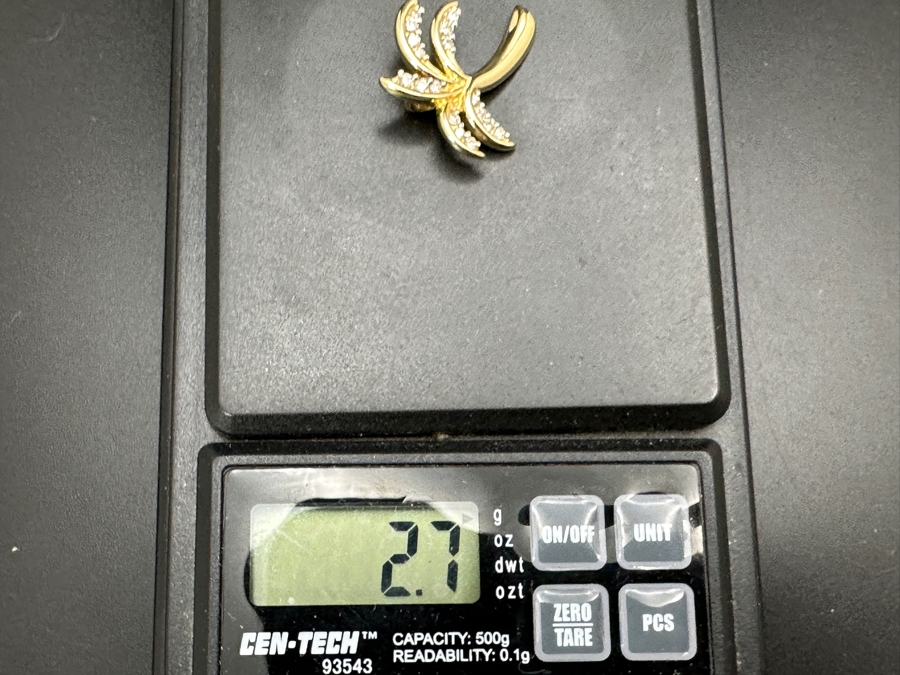 14k Gold Palm Tree Pendant Set With (17) .01-.02ct Round Diamonds Est. .25cttw 2.7g Retails $900 [Photo 6]