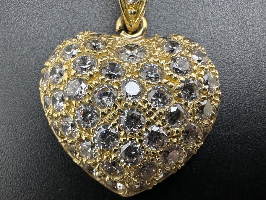 14k Gold CZ Heart Pendant 5.4g Retails $1,200 [Photo 3]