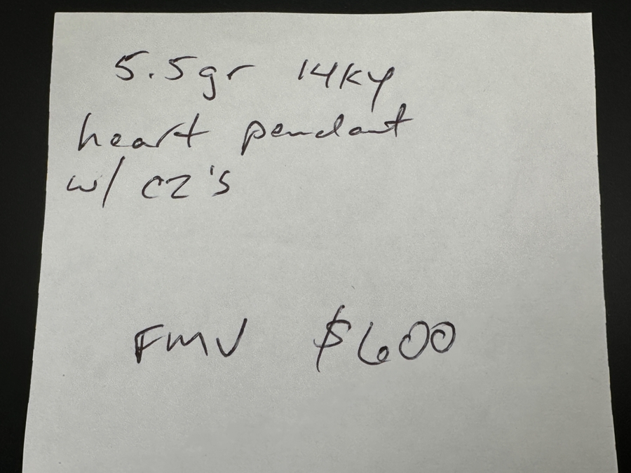 14k Gold CZ Heart Pendant 5.4g Retails $1,200 [Photo 6]