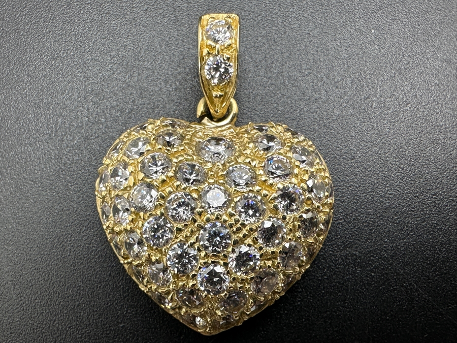 14k Gold CZ Heart Pendant 5.4g Retails $1,200 [Photo 2]