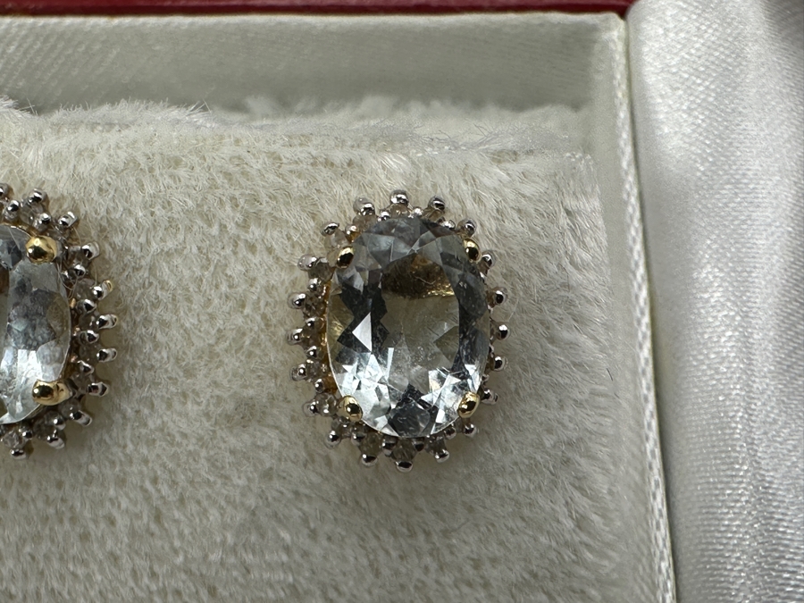 14k Gold Aquamarine Earrings Set With (2) 8 X 6 Aquamarines 1.9g Retails $1,400 [Photo 5]