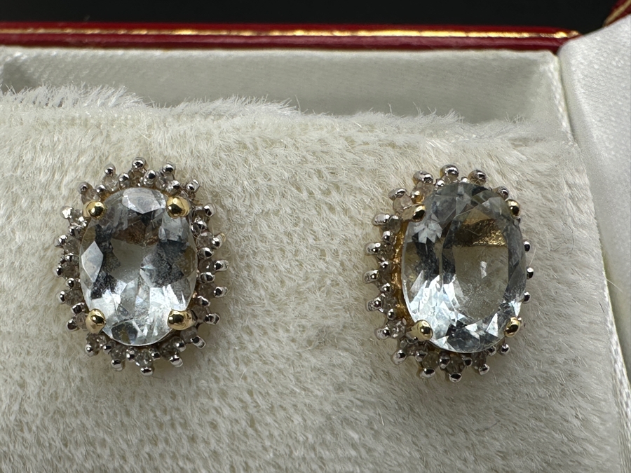 14k Gold Aquamarine Earrings Set With (2) 8 X 6 Aquamarines 1.9g Retails $1,400 [Photo 7]