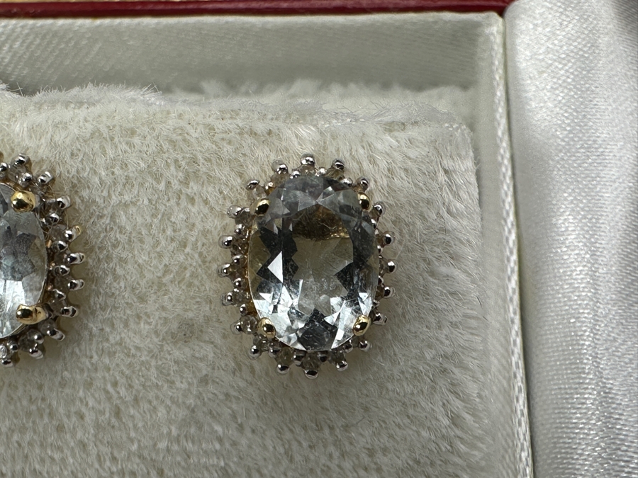 14k Gold Aquamarine Earrings Set With (2) 8 X 6 Aquamarines 1.9g Retails $1,400 [Photo 6]