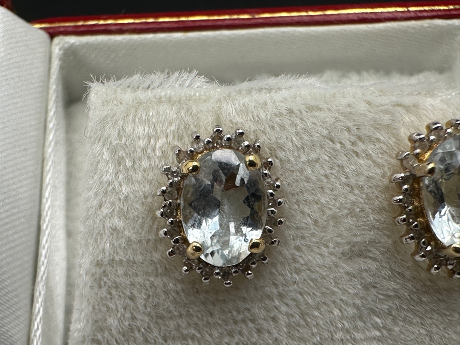 14k Gold Aquamarine Earrings Set With (2) 8 X 6 Aquamarines 1.9g Retails $1,400 [Photo 4]