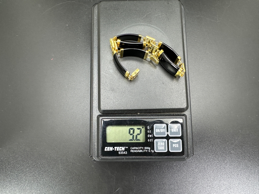 14k Gold Asian Style Bracelet With Onyx 7.5'L 9.2g Retails $600 [Photo 10]