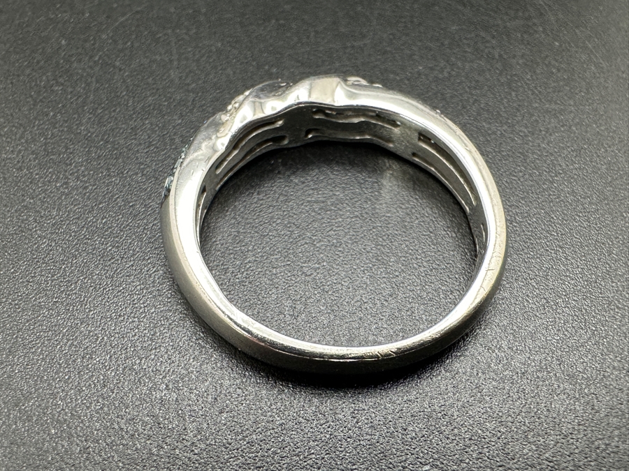 Sterling Silver Ring Set With Irradiated Blue Diamonds And White Single Cut Diamonds (Est. .35cttw) Size 7 2.8g Retails $700 [Photo 8]