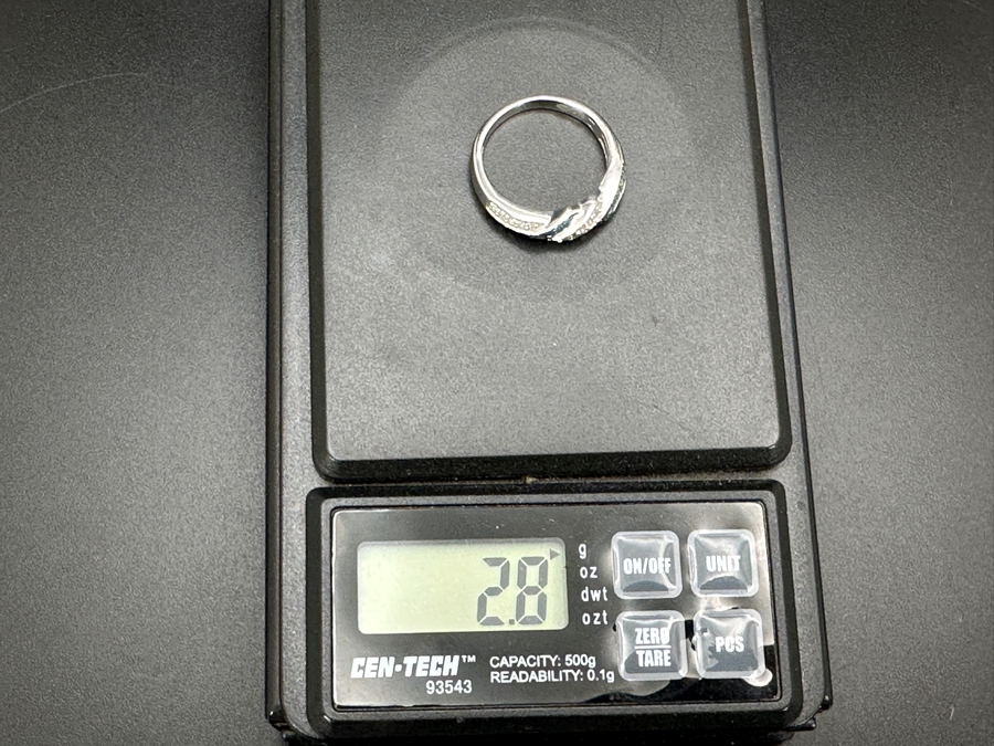 Sterling Silver Ring Set With Irradiated Blue Diamonds And White Single Cut Diamonds (Est. .35cttw) Size 7 2.8g Retails $700 [Photo 10]