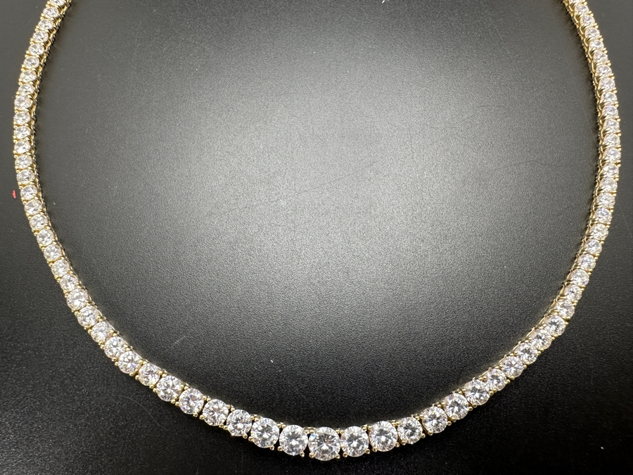 14k Gold 16' CZ Necklace 20.3g Retails $3,000 [Photo 4]