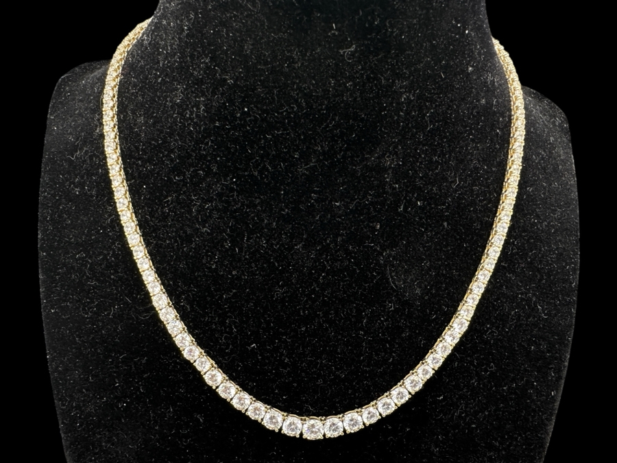 14k Gold 16' CZ Necklace 20.3g Retails $3,000