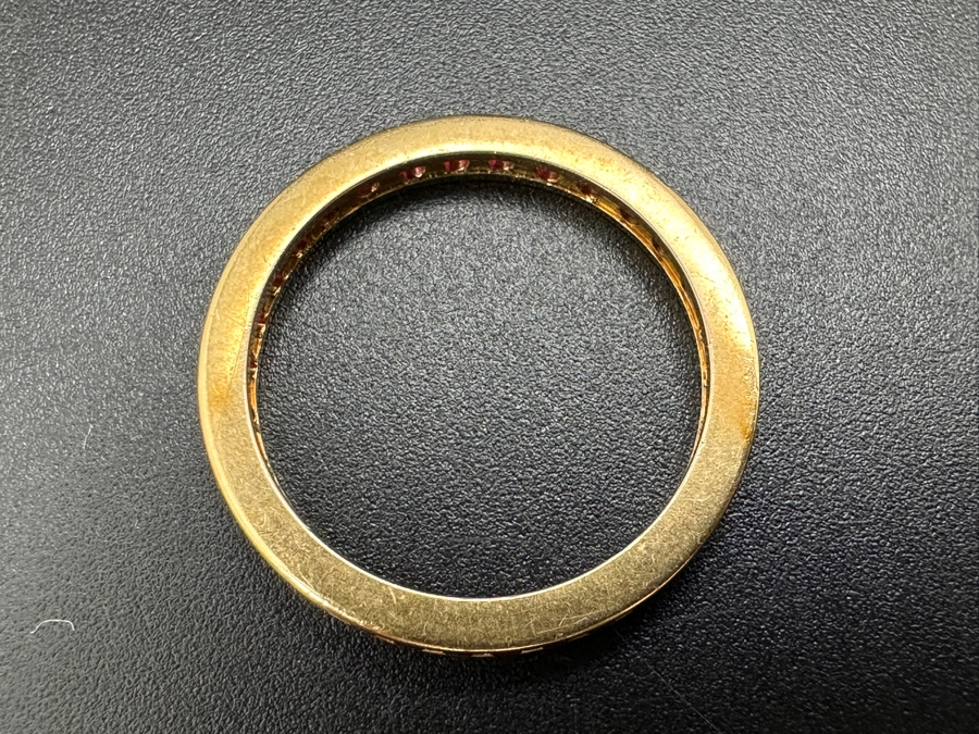 14k Gold Synthetic Ruby Eternity Band Ring Size 7.75 2.2g Retails $800 [Photo 3]