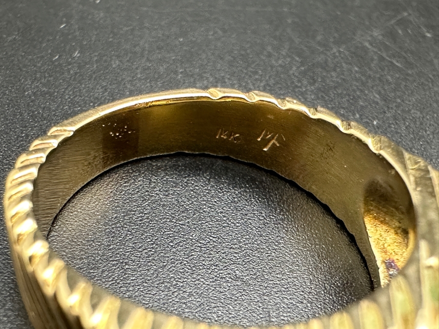 14k Gold Gentlemen's Ring With Est. 6 X 5 Natural Ruby And (2) 3 X 3 Princess Cut Natural Diamonds Est. .20cttw Size 10 11.4g Retails $4,400 [Photo 13]