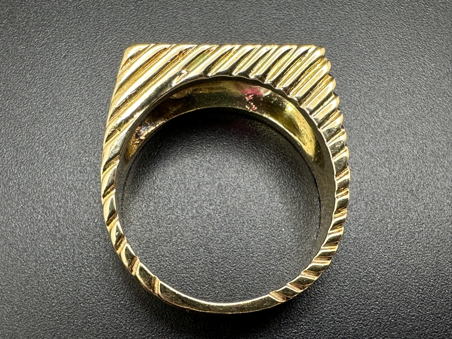 14k Gold Gentlemen's Ring With Est. 6 X 5 Natural Ruby And (2) 3 X 3 Princess Cut Natural Diamonds Est. .20cttw Size 10 11.4g Retails $4,400 [Photo 11]