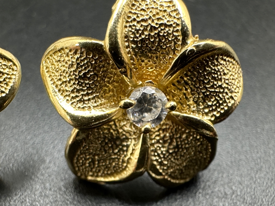 14k Gold Plumeria CZ Earrings 4.1g Retails $800 [Photo 5]