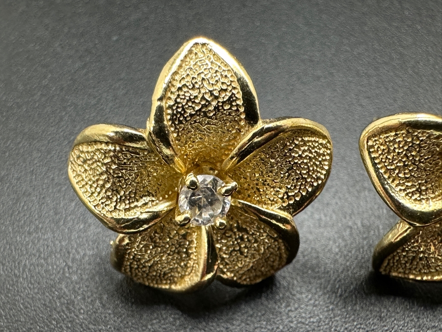 14k Gold Plumeria CZ Earrings 4.1g Retails $800 [Photo 3]
