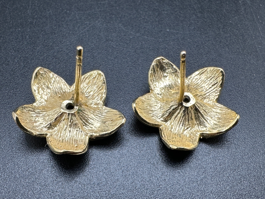 14k Gold Plumeria CZ Earrings 4.1g Retails $800 [Photo 7]