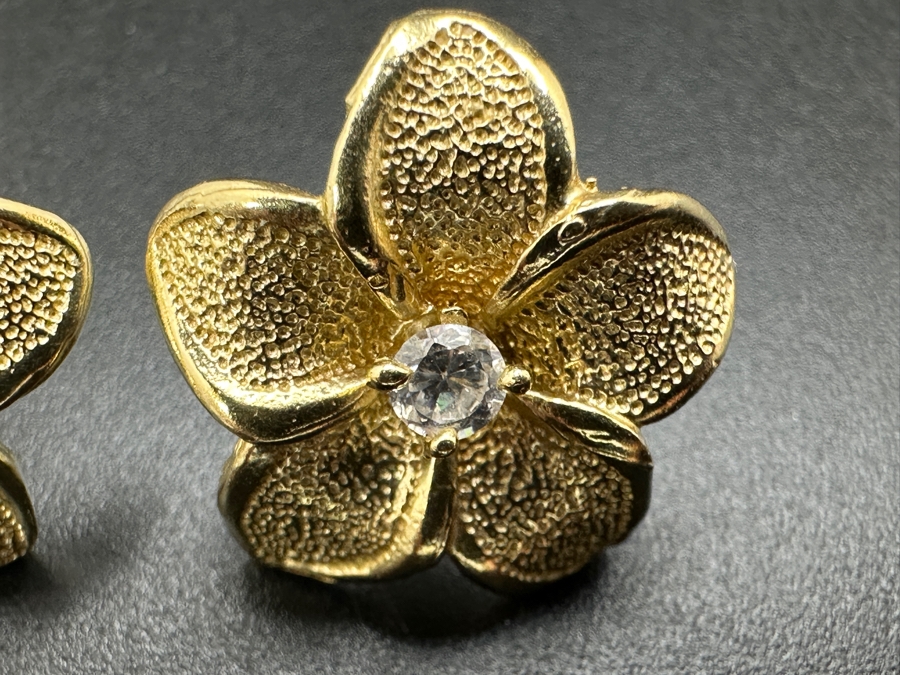 14k Gold Plumeria CZ Earrings 4.1g Retails $800 [Photo 4]
