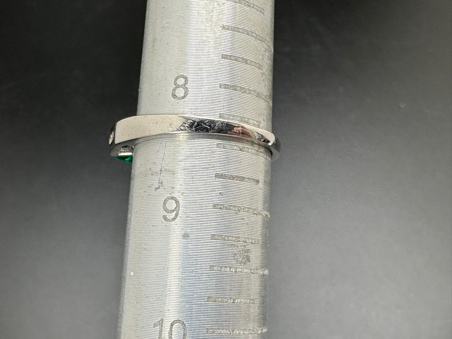 10k Gold Hydrothermal Synthetic Emerald Ring With (4) .01 Natural Diamonds (.04cttw) Size 8.25 2g Retails $500 [Photo 9]