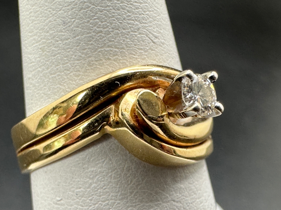14k Gold Diamond Ring With 3.2mm Round Diamond (Est. .15-.18ct) Size 7 4.5g Retails $1,200 [Photo 8]