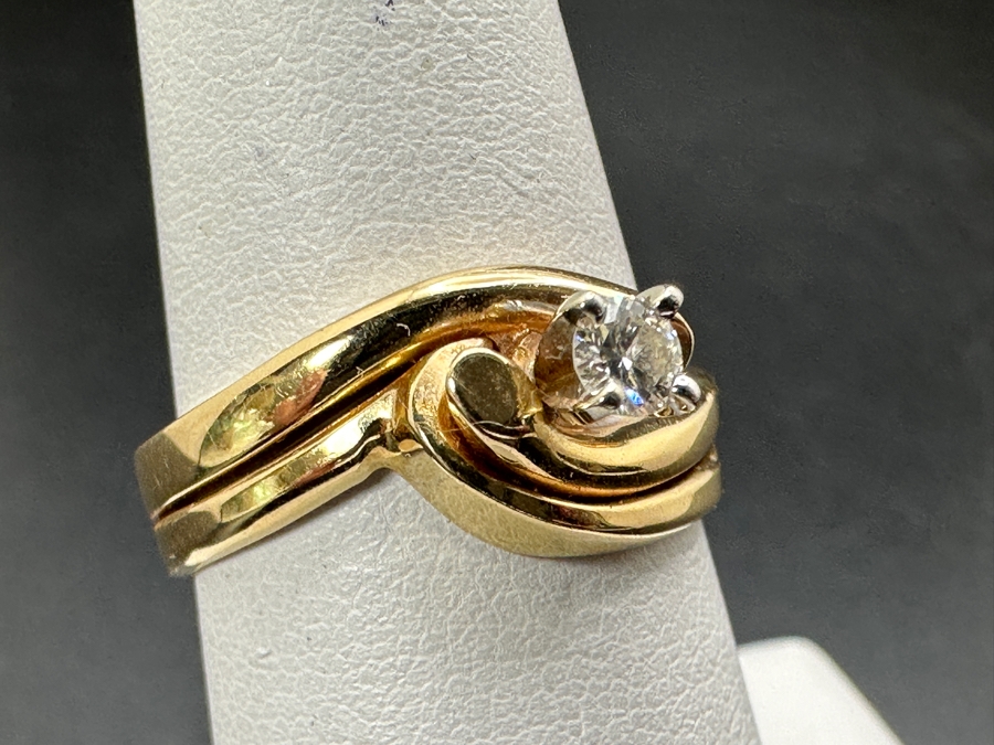 14k Gold Diamond Ring With 3.2mm Round Diamond (Est. .15-.18ct) Size 7 4.5g Retails $1,200 [Photo 6]
