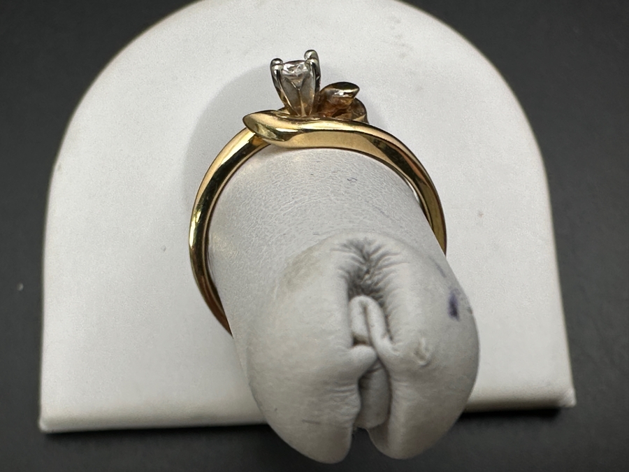 14k Gold Diamond Ring With 3.2mm Round Diamond (Est. .15-.18ct) Size 7 4.5g Retails $1,200 [Photo 11]