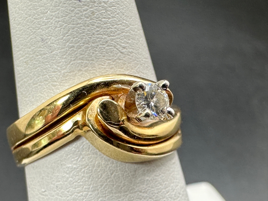 14k Gold Diamond Ring With 3.2mm Round Diamond (Est. .15-.18ct) Size 7 4.5g Retails $1,200 [Photo 7]